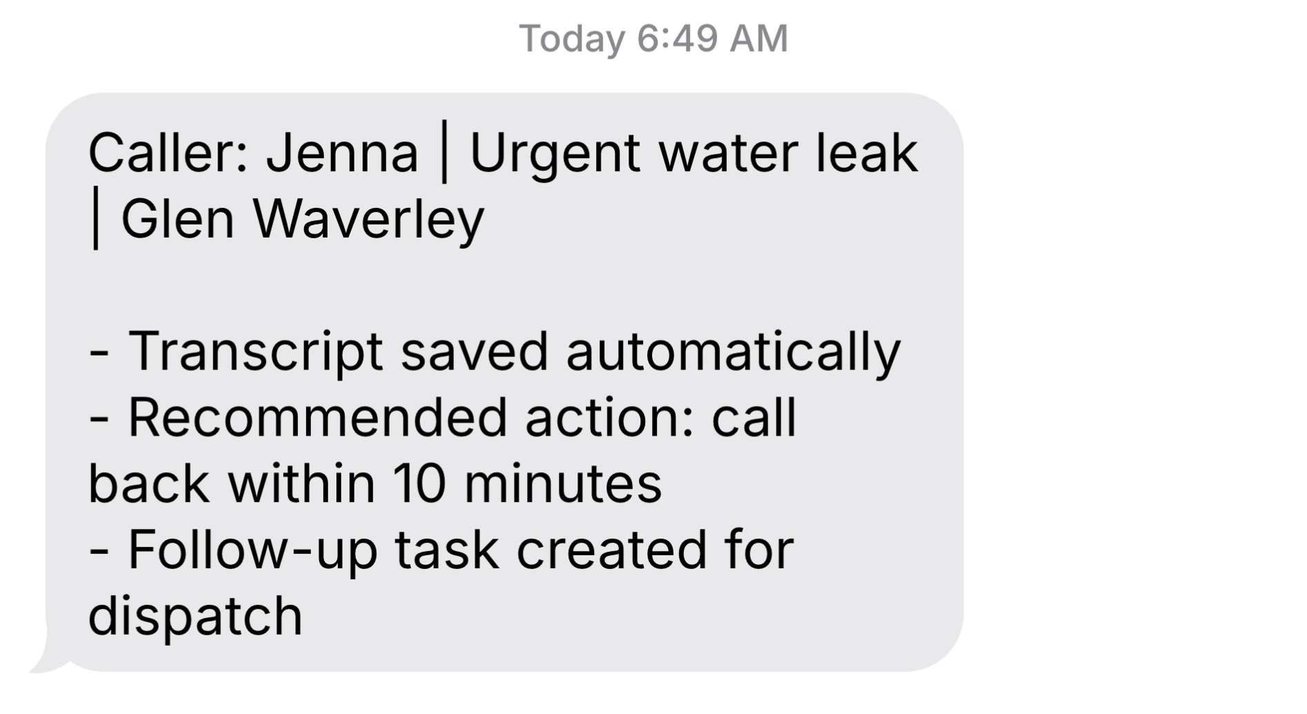 Loopin SMS summary example